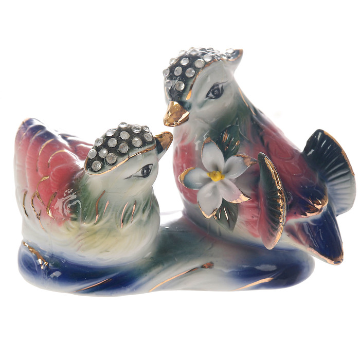 Сувенир керамика "Уточки-мандаринки" цветные со стразами 9,5х13х5,5 см