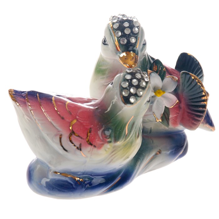 Сувенир керамика "Уточки-мандаринки" цветные со стразами 9,5х13х5,5 см