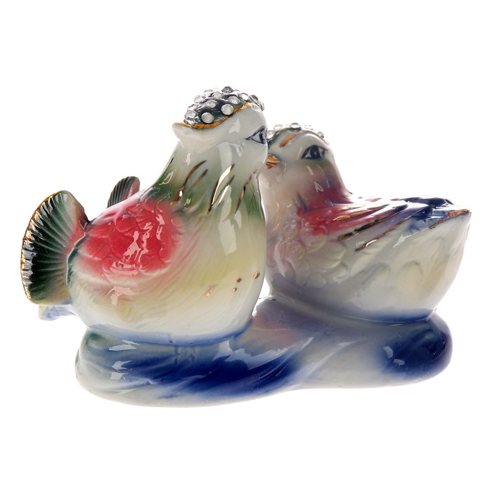 Сувенир керамика "Уточки-мандаринки" цветные со стразами 9,5х13х5,5 см