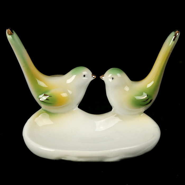 Сувенир керамика подставка для колец "Две птички" 8,5х12х5,5 см