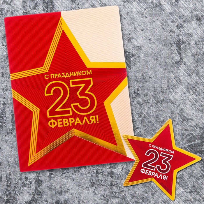 Магнит в открытке "С праздником 23 февраля", 6 х 8 см