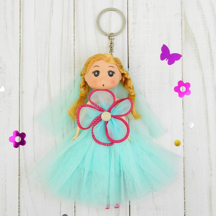 Игрушка-брелок "Куколка" на платье большой цветок