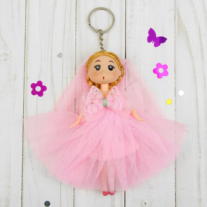 Игрушка-брелок "Куколка" розовая фата и бант