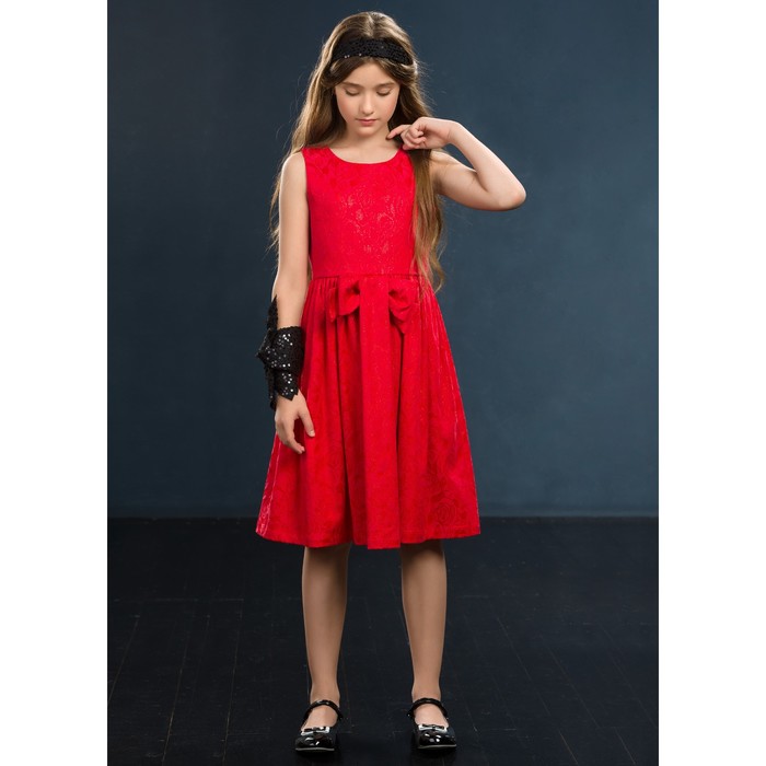 Платье нарядное для девочки, рост 128 см, цвет красный