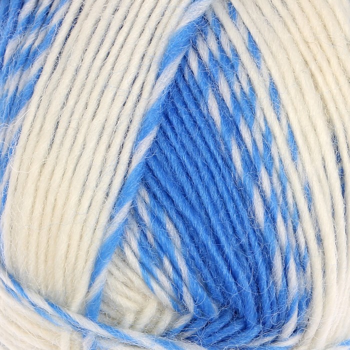 Пряжа "Adelia Bella" 67% шерсть, 33% полиэстер 266м/100гр (04 синий-белый)