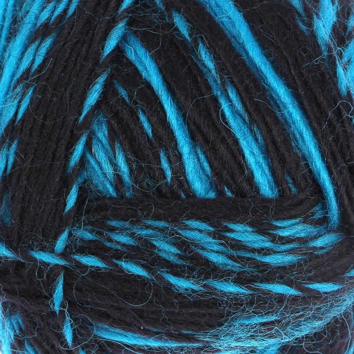 Пряжа "Adelia Bella" 67% шерсть, 33% полиэстер 266м/100гр (08 яр.голубой-черный)