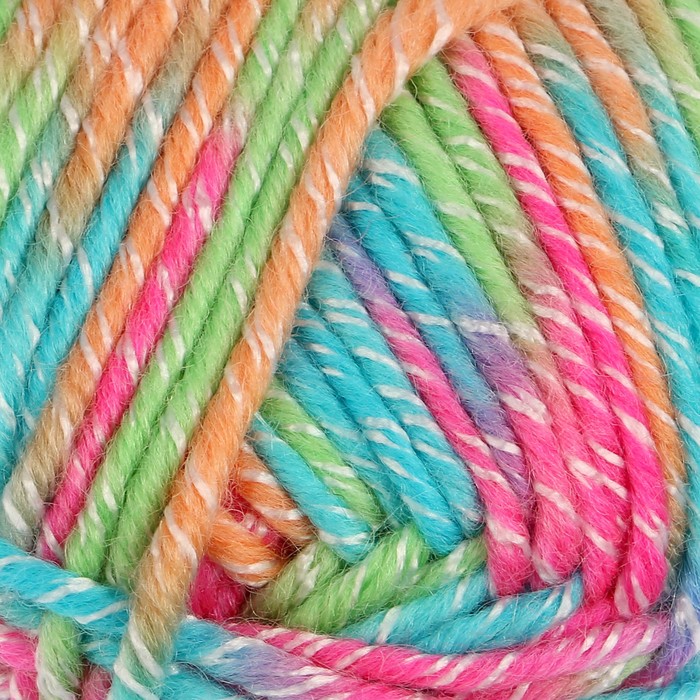 Пряжа "Adelia Nelly" 70% шерсть, 30% акрил 100м/100гр (07 гол-малин-оранж-салат)