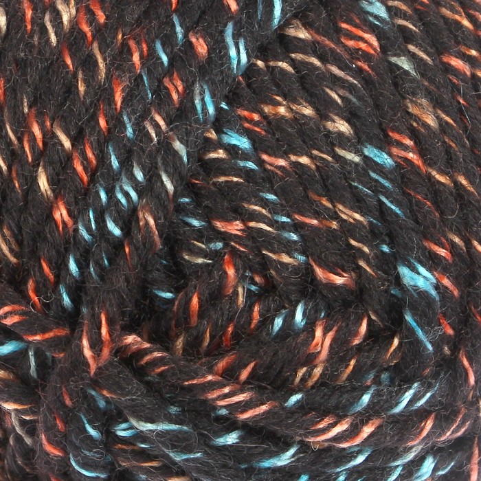 Пряжа "Adelia Nelly" 70% шерсть, 30% акрил 100м/100гр (19 черный-голубой-оранж)
