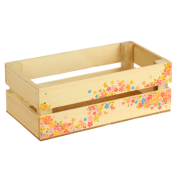 Ящик реечный №1, "Цветочный узор", 24,5 x 13,5 x 9