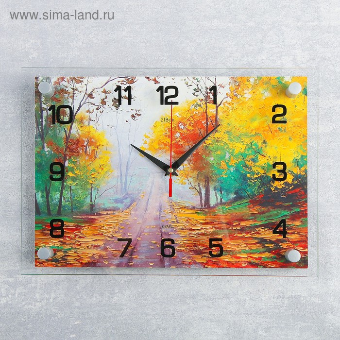 Часы-картина настенные, серия: Природа, Осенняя дорога. Картина маслом, 25х35 см