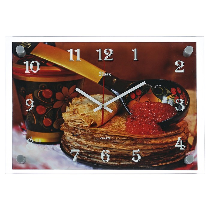 Часы настенные прямоугольные "Блинчики с икрой" , 25х35 см микс