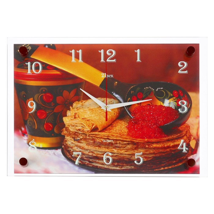 Часы настенные прямоугольные "Блинчики с икрой" , 25х35 см микс