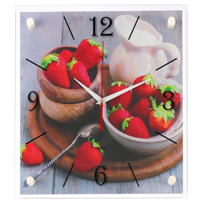 Часы настенные квадратные "Клубничное счастье", 35х35 см микс