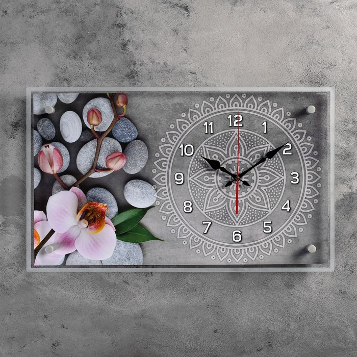 Часы-картина настенные, серия: Цветы, Спа, плавный ход, 35 х 60 см