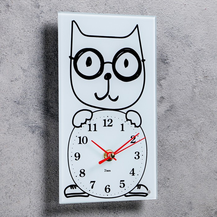 Часы настольные прямоугольные "Котик в очках", 22х13 см