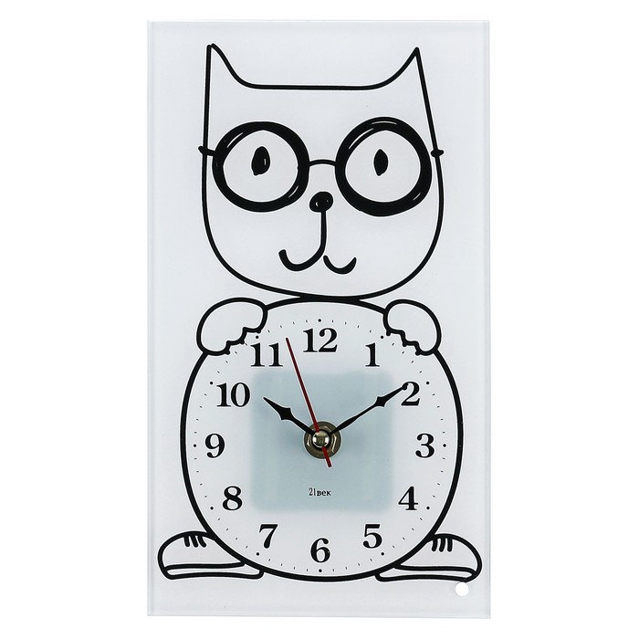 Часы настольные прямоугольные "Котик в очках", 22х13 см