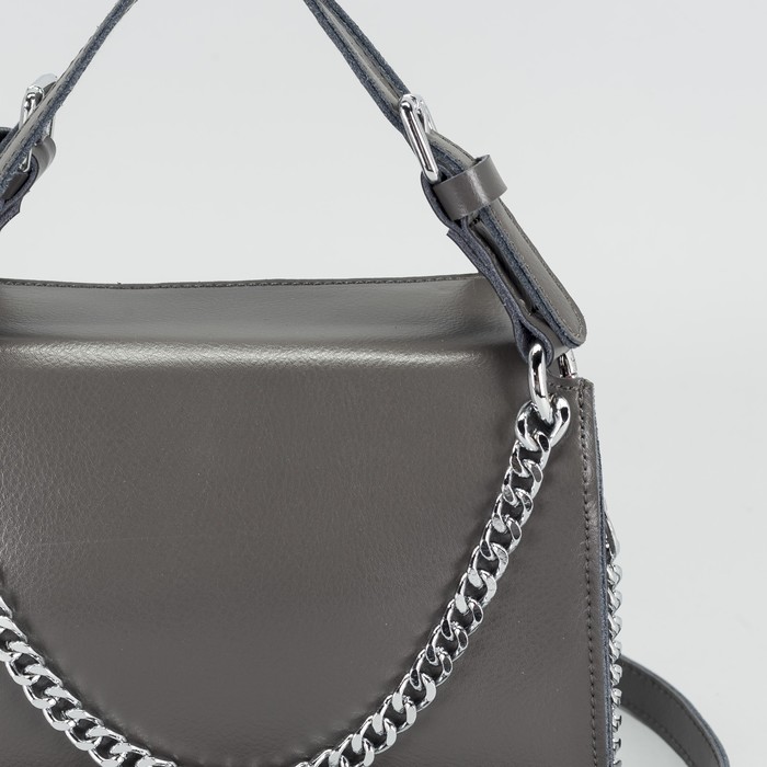 Сумка женская на молнии, 1 отдел, длинный ремень, цвет серый