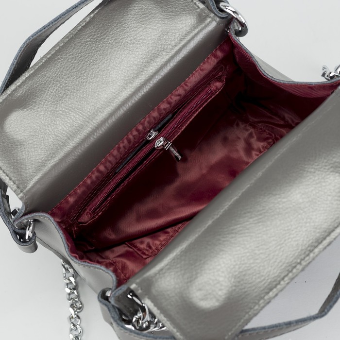 Сумка женская на молнии, 1 отдел, длинный ремень, цвет серый