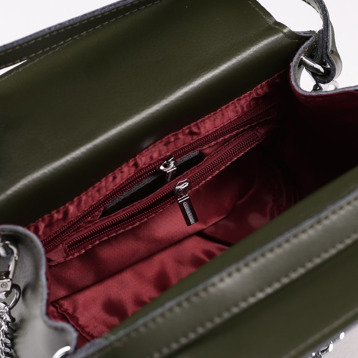 Сумка женская на молнии, 1 отдел, длинный ремень, цвет оливковый