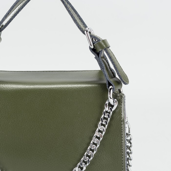 Сумка женская на молнии, 1 отдел, длинный ремень, цвет оливковый