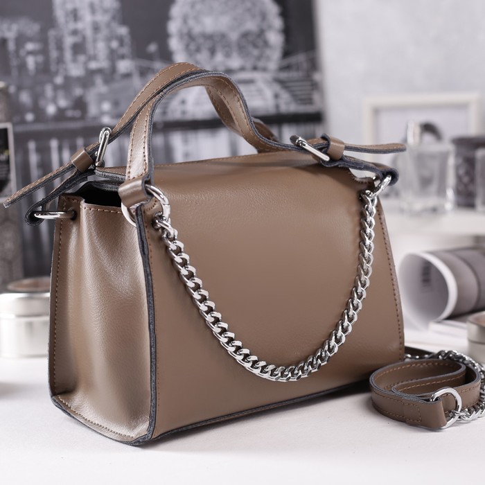 Сумка женская на молнии, 1 отдел, длинный ремень, цвет хаки