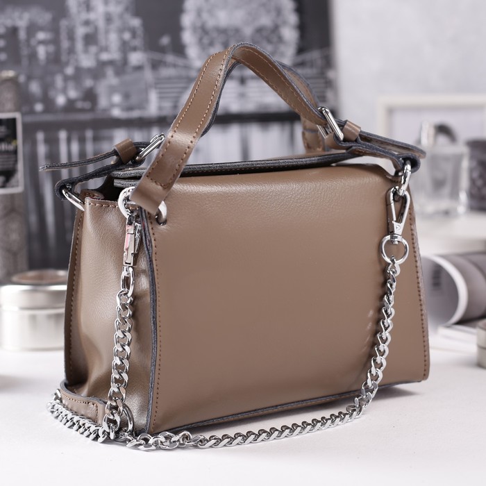 Сумка женская на молнии, 1 отдел, длинный ремень, цвет хаки