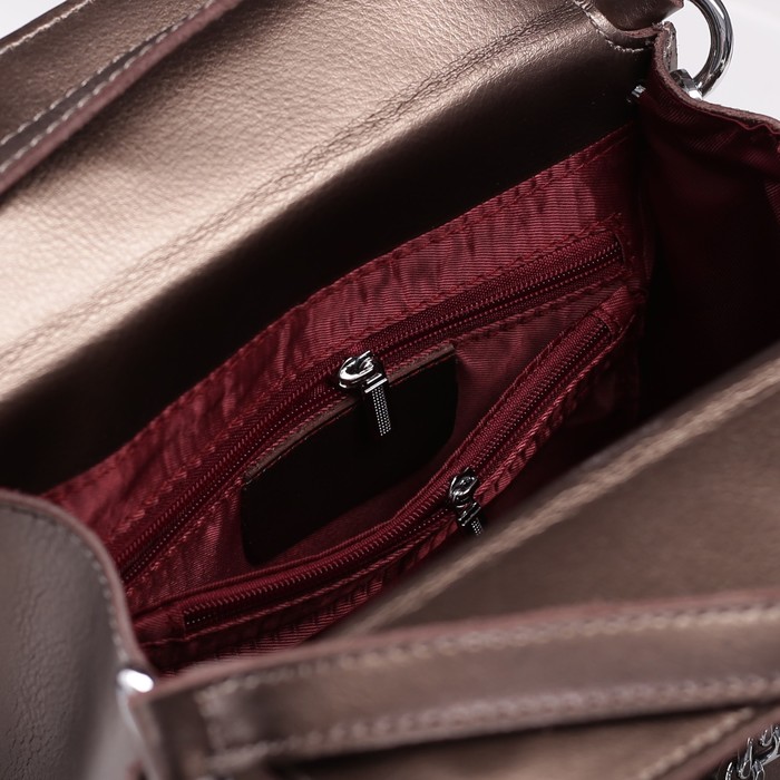 Сумка женская на молнии, 1 отдел, длинный ремень, цвет бронзовый