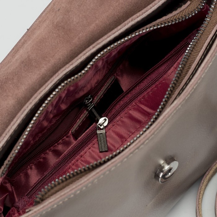 Сумка женская на молнии, 1 отдел с перегородкой, наружный карман, длинный ремень, цвет бронзовый