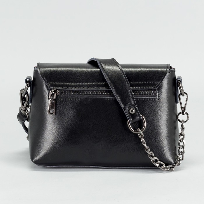 Сумка женская на молнии, 1 отдел с перегородкой, наружный карман, длинный ремень, цвет чёрный