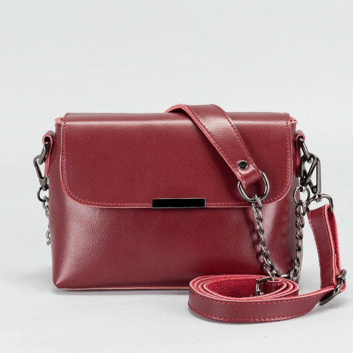 Сумка женская на молнии, 1 отдел с перегородкой, наружный карман, длинный ремень, цвет бордовый