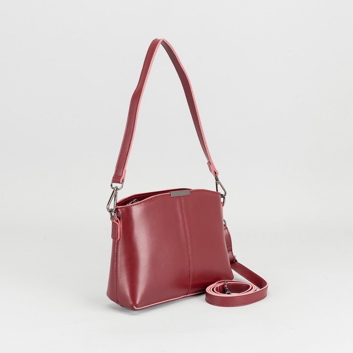 Сумка женская на молнии, 1 отдел, наружный карман, длинный ремень, цвет бордовый