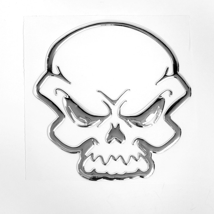 Наклейка декоративная на автомобиль "Череп", серебро