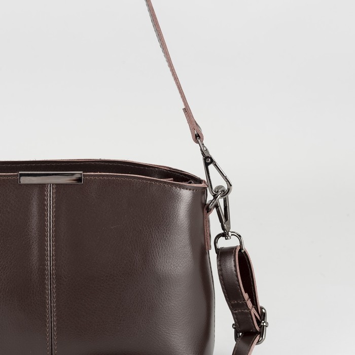 Сумка женская на молнии, 1 отдел, наружный карман, длинный ремень, цвет коричневый