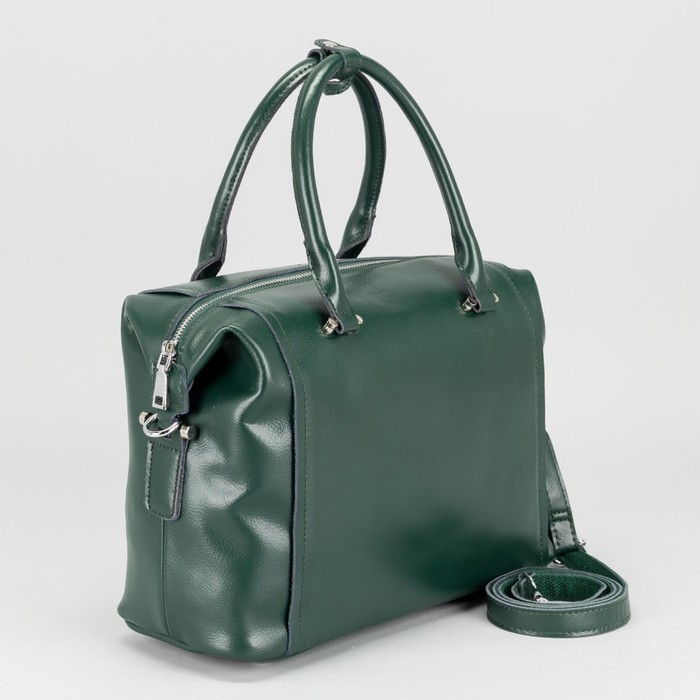 Сумка женская на молнии, 1 отдел, наружный карман, длинный ремень, цвет зелёный