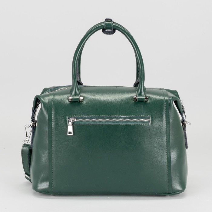 Сумка женская на молнии, 1 отдел, наружный карман, длинный ремень, цвет зелёный