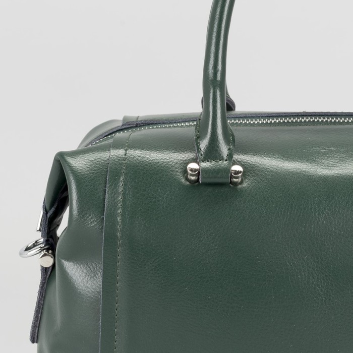 Сумка женская на молнии, 1 отдел, наружный карман, длинный ремень, цвет зелёный