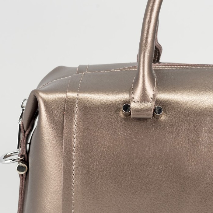 Сумка женская на молнии, 1 отдел, наружный карман, длинный ремень, цвет бронзовый