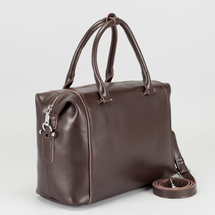 Сумка женская на молнии, 1 отдел, наружный карман, длинный ремень, цвет коричневый