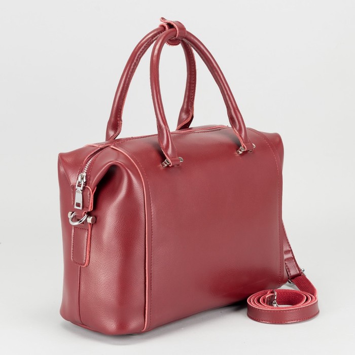 Сумка женская на молнии, 1 отдел, наружный карман, длинный ремень, цвет бордовый