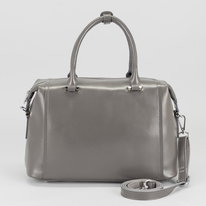 Сумка женская на молнии, 1 отдел, наружный карман, длинный ремень, цвет серый