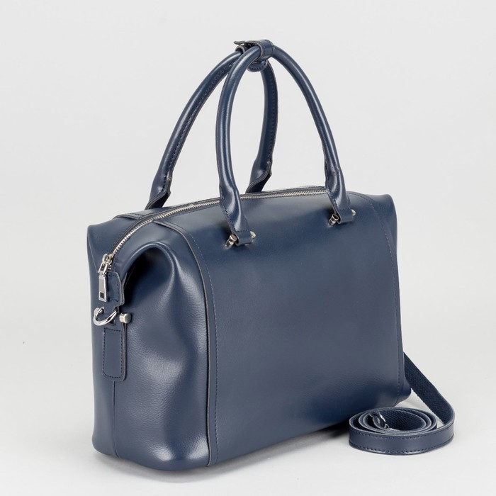 Сумка женская на молнии, 1 отдел, наружный карман, длинный ремень, цвет синий