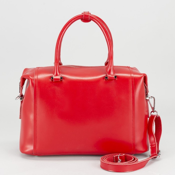 Сумка женская на молнии, 1 отдел, наружный карман, длинный ремень, цвет красный