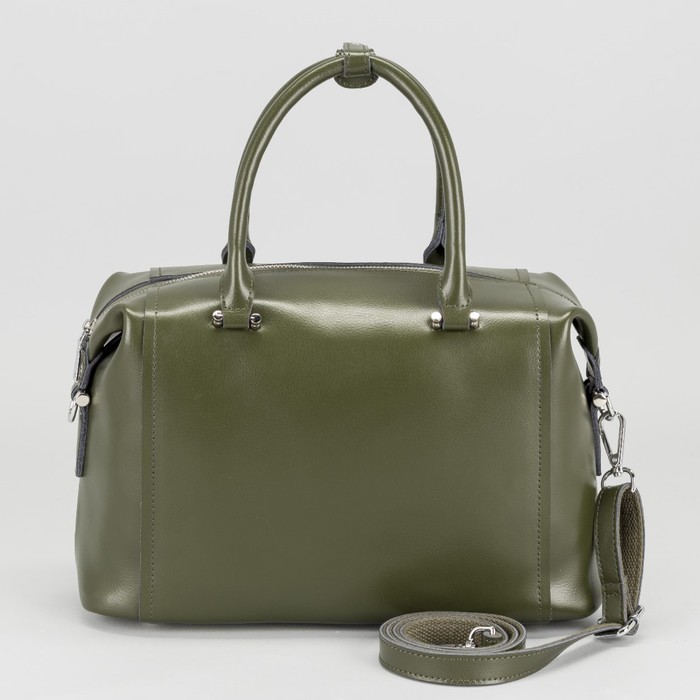 Сумка женская на молнии, 1 отдел, наружный карман, длинный ремень, цвет оливковый