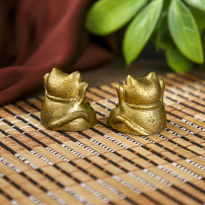 Сувенир полистоун "Манэки-нэко" набор 2 шт бронза 2,5х2,5х2,5 см