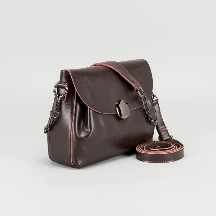 Сумка женская на молнии, 1 отдел с перегородкой, длинный ремень, наружный карман, цвет коричневый