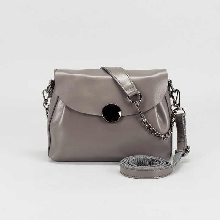 Сумка женская на молнии, 1 отдел с перегородкой, длинный ремень, наружный карман, цвет серый