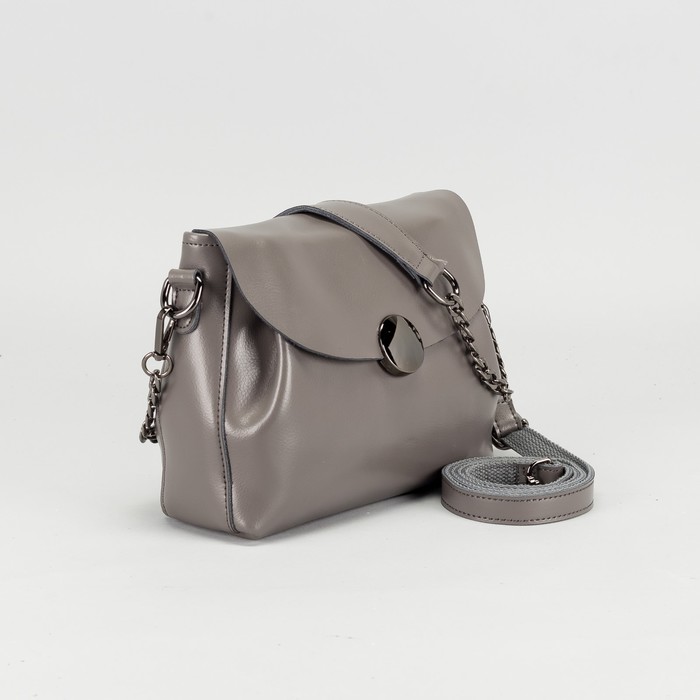 Сумка женская на молнии, 1 отдел с перегородкой, длинный ремень, наружный карман, цвет серый