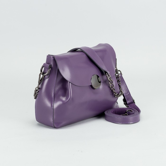 Сумка женская на молнии, 1 отдел с перегородкой, длинный ремень, наружный карман, цвет сиреневый