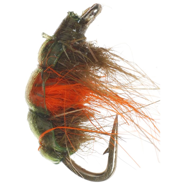 Мушка Gammarus Amphipod, 14, olive &amp; orange