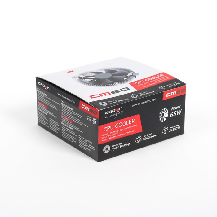 Кулер CROWN для процессора CM-80, для Intel и AMD, TDP до 65 Ватт, коннектор 3 pin